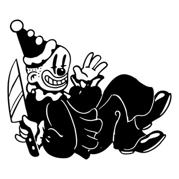 Scary clown holding a murder knife