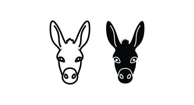 Black and white donkey heads facing forward