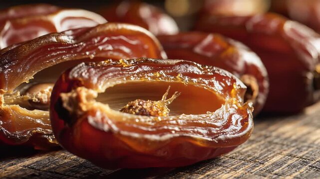 Close up view of dried dates with rich texture and natural sweetness