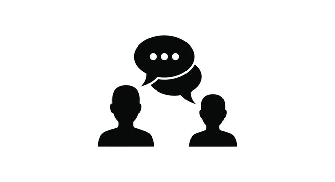 Two people talking with speech bubble icon
