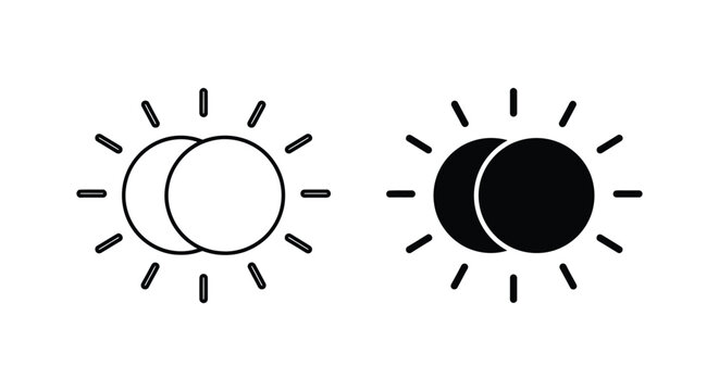Solar eclipse phases illustration with rays