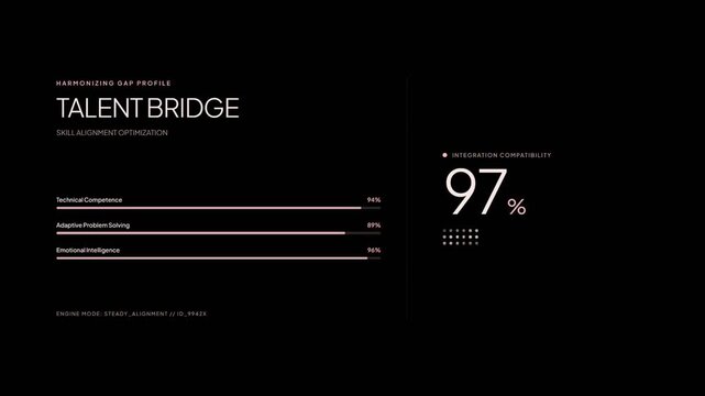 Digital infographic showing talent bridge growth metrics