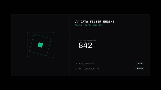 Futuristic data filter engine interface with numeric counter