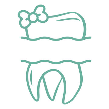 Molar tooth with a bow tie icon