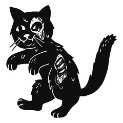 Dirty cat coming in from the street © Vexels
