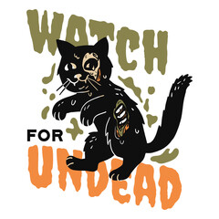 Cat and watch for undead quote © Vexels