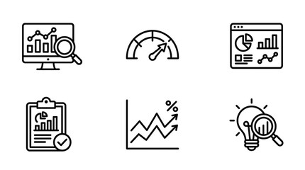 Fototapeta premium Analytics dashboard icons with graphs and charts