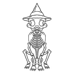 Spooky skeleton cat wearing a hat © Vexels