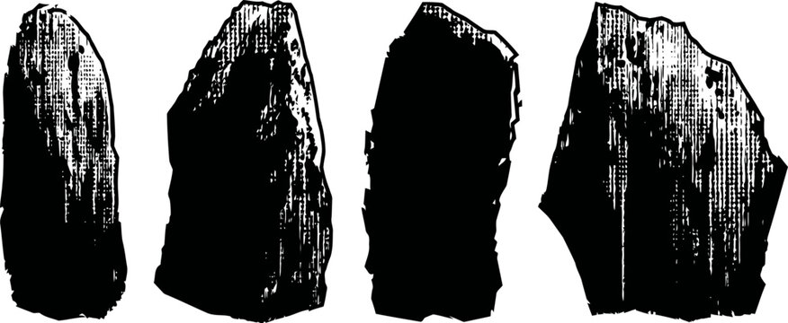 Ancient hand axe tools set prehistoric stone implements with chipped edges for cutting