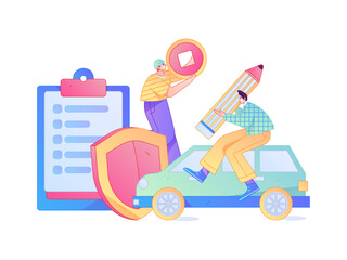 Buy insurance for car flat character vector concept operation illustration  © Lyn Lee