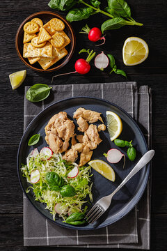 Premium Cod Liver served with salad and crackers