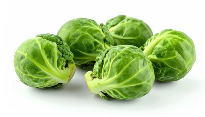 Fototapeta premium Fresh Green Brussels Sprout Arranged on White Studio Background