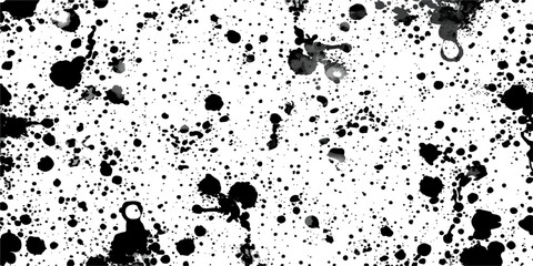 Obraz premium Abstract Black and White Ink Splatter Grunge Background with Paint Splash Spots Design.