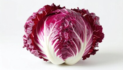 Obraz premium Fresh Purple Radicchio Head Isolated on White Studio Background