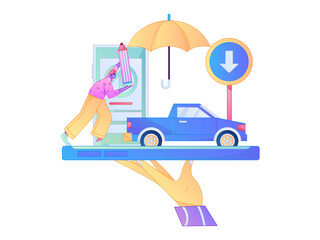 Buy insurance for car flat character vector concept operation illustration  © Lyn Lee