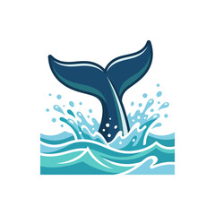 Whale Tail Splashing Ocean Water Surface. © su