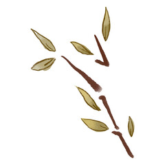 Naklejka premium Drawing of a branch with leaves on it