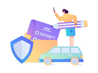 Buy insurance for car flat character vector concept operation illustration  © Lyn Lee