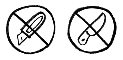 Do Not Cut Symbol Crayon Chalk Drawing Vector © Grunge Designs