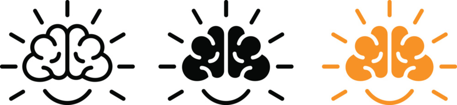 Creative Brain Idea Icon Set Smart Thinking Solution Vector Illustration
