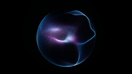 Fototapeta premium Soft blue and purple plasma sphere glows against a black background, delivering a premium futuristic look for AI, science, digital communication, branding, and innovation content.