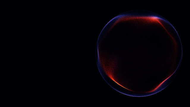 Red glowing energy sphere floats on a black background with wide copy space, suited for cybersecurity, fintech, innovation campaigns, digital branding, and bold tech visuals.