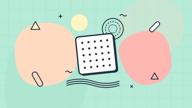 Abstract Geometric Shapes Animation with Pastel Colors Background