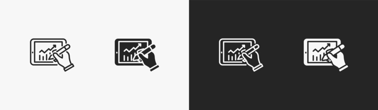 Set of strategy icon in black and white collection