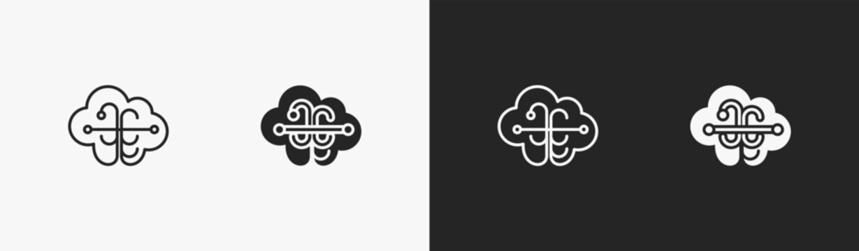 Set of networking icon in black and white collection