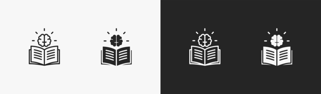 Set of learning icon in black and white collection