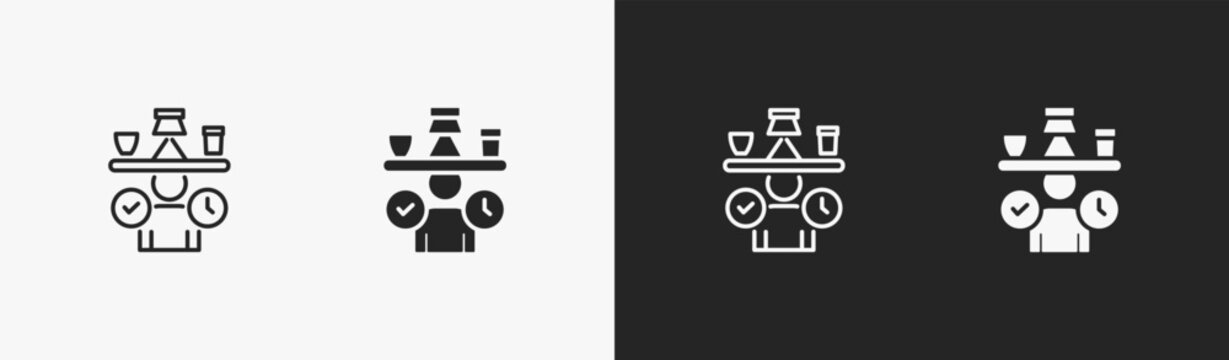 Set of multitasking icon in black and white collection