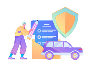 Buy insurance for car flat character vector concept operation illustration  © Lyn Lee