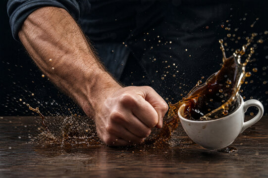 Aggressive Fist Hitting Wooden Table - Anger Management, Frustration and Conflict
Concept