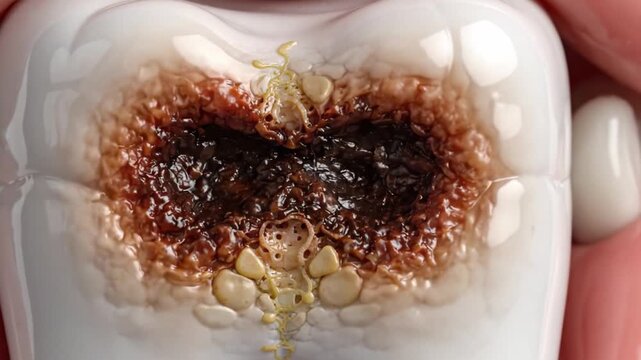 Observing the Transformation of a Tooth: From Pristine Enamel to Decayed Surface, Highlighting the Importance of Dental Hygiene and Care in Oral Health