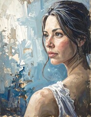 Fototapeta premium Portrait of a woman gazing thoughtfully