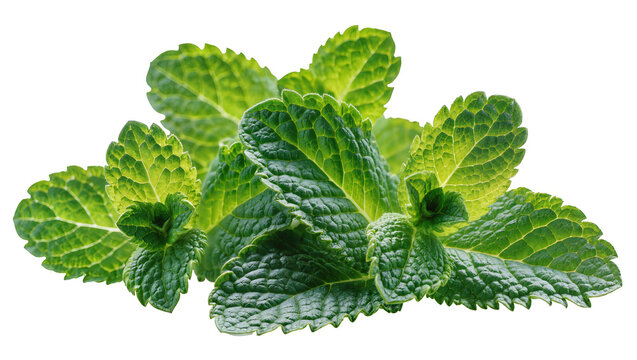 Fresh green mint leaves with textured surface