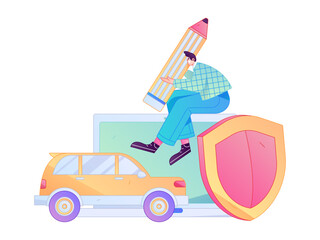 Buy insurance for car flat character vector concept operation illustration  © Lyn Lee