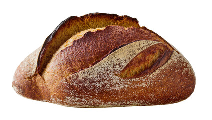 Obraz premium Rustic artisan sourdough bread with golden brown crust, isolated on transparent background