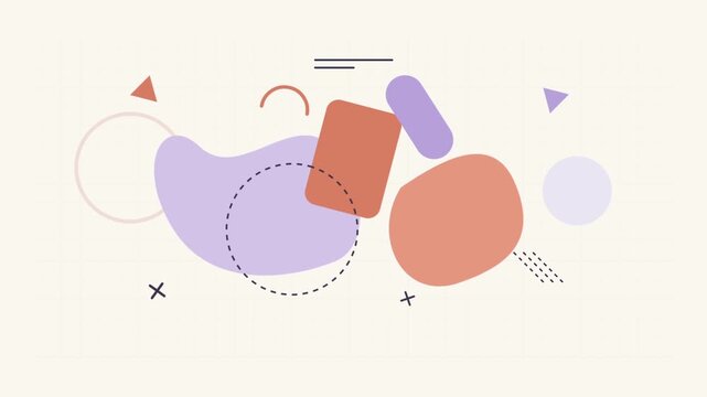 Abstract Geometric Shapes Motion Background in Pastel Colors