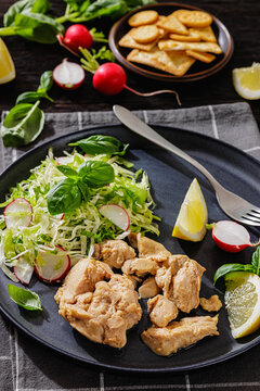 Premium Cod Liver served with salad and crackers
