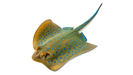 Vibrant yellow stingray sting ray fish swimming isolated on a transparent background marine life graphic asset © novis-png