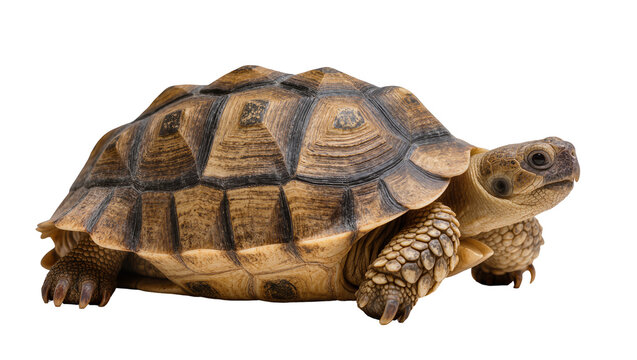 Sulcata tortoise reptile with textured shell and scales