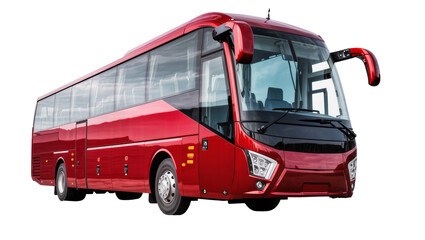 Modern red passenger bus with tinted windows © Corman