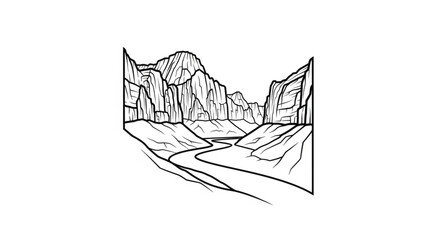 Obraz premium Mountain range landscape with winding road.