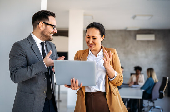Bankers in a finance office manages portfolios, credit, risk and financial strategy with expertise