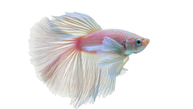 White Betta Fish with flowing fins and pink body