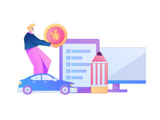 Buy insurance for car flat character vector concept operation illustration  © Lyn Lee