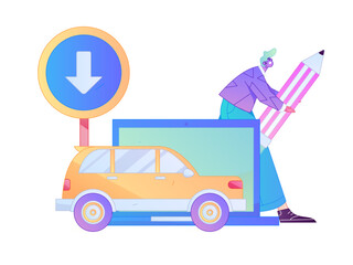 Buy insurance for car flat character vector concept operation illustration  © Lyn Lee