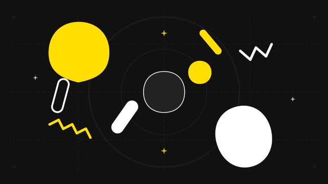 Abstract Geometric Shapes Motion Graphics on Black Background