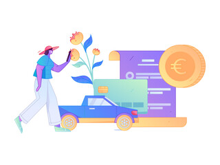 Buy insurance for car flat character vector concept operation illustration  © Lyn Lee